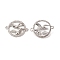 Brass Micro Pave Clear Cubic Zirconia Connector Charms, Cadmium Free & Nickel Free & Lead Free, Ring with Birds Links, Platinum, 18x23x4mm, Hole: 1.6mm