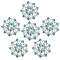 6Pcs 1-Hole Alloy Rhinestone Shank Buttons, Flower, Aquamarine, 22.5~23x5mm, Hole: 1.2mm