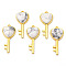 Natural Howlite Pendants, with Light Gold Plated Brass Findings, Key with Heart Charm, 38x17x6.5~7mm, Hole: 1.8mm