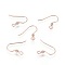 304 Stainless Steel Earring Hooks, Ear Wire, with Horizontal Loop, Rose Gold, 17x18x2.4mm, Hole: 1.8mm, Pin: 0.7mm