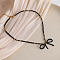 Feaceted Rondelle Glass Beaded Necklaces, Handmade Non-fading Bowknot Necklaces for Women, Black