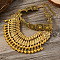 Ethnic Style Zinc Alloy Coin Tassel Statement Bib Necklaces for Women, Antique Golden, 11.02 inch(28cm)