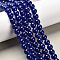 Natural & Dyed Malaysia Jade Bead Strands, Round, Midnight Blue, 8mm, Hole: 1.0mm, about 48pcs/strand, 15 inch