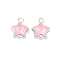 Rack Plating Alloy Rhinestone Pendants, Cadmium Free & Lead Free, Star, Pink, 12.5x10x7mm, Hole: 1.6mm