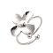 Non-Tarnish 304 Stainless Steel Open Cuff Ring, Flower, Inner Diameter: 17.8mm