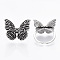 Adjustable Tibetan Style Alloy Cuff Rings, Open Rings, Lead Free & Cadmium Free, Butterfly, Antique Silver, Size 5, Inner Diameter: 16mm
