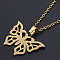 201 Stainless Steel Pendants Necklaces, with Cable Chains and Lobster Claw Clasps, Butterfly, Golden, 17.71 inch(45cm), 1.5mm