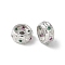 Brass Micro Pave Cubic Zirconia Beads, Rondelle, Cadmium Free & Lead Free, Rack Plating, Long-Lasting Plated, Platinum, 8.5x4mm, Hole: 1.6mm