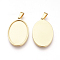 201 Stainless Steel Pendant Cabochon Settings, Oval, Golden, Tray: 40x30mm, 45x32.5x2mm, Hole: 8x4mm