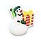Christmas PVC Plastic Cabochons, Snowman with Gift, White, 30x29x3mm