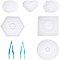 PandaHall Elite 13 pcs ABC Plastic Pegboards with 4 pcs Plastic Tweezer, Square/Flat Round/Hexagon/Heart Shape Clear Pegboards for DIY Fuse Beads