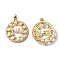 Plastic Imitation Pearl Pendants, with Rack Plating Brass Micro Pave Cubic Zirconia Findings, Cadmium Free & Lead Free, Long-Lasting Plated, Flat Round, Real 18K Gold Plated, 25.5x23x5mm, Hole: 3x2mm