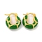 Rack Plating Brass Micro Pave Clear Cubic Zirconia Hoop Earring, with Cloud Enamel, Cadmium Free & Lead Free, Long-Lasting Plated, Real 18K Gold Plated, Green, 19x6mm