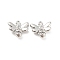 Brass Micro Pave Cubic Zirconia Charms, Cadmium Free & Nickel Free & Lead Free, Bees, Real Platinum Plated, 12x13x5mm, Hole: 1.4mm
