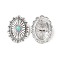 1-Hole Alloy Shank Buttons, with Synthetic Turquoise, Oval, Antique Silver, 44x34x14mm, Hole: 5mm