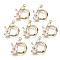Brass Micro Pave Cubic Zirconia Pendants, Long-Lasting Plated, Branch and Leaves, Light Gold, Clear, 16x14.5x3mm, Hole: 1.2mm