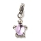 Rack Plating Alloy Rhinestone European Dangle Charms, Glass Turtle Large Hole Pendants, Lead Free & Cadmium Free, Platinum, Plum, 30mm, Hole: 5mm