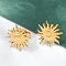 Ion Plating(IP) 304 Stainless Steel Sun Stud Earrings for Women, Real 18K Gold Plated, 14.5mm, Pin: 0.7mm