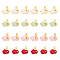 24Pcs 4 Styles Alloy Enamel Pendants, with Glass, Imitation Jade, Light Gold, Rabbit, Mixed Color, 17x15~16x5.5mm, Hole: 1.8mm, 6pcs/style
