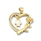 Brass Micro Pave Clear Cubic Zirconia Pendants, Cadmium Free & Lead Free, with Sythetic Opal, Heart, Real 18K Gold Plated, Hamsa Hand, 23.5x24.5x3.5mm, Hole: 3.5x4mm