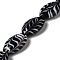 Handmade Lampwork Beads Strands, Oval, Black, 36~38x24~25x11~12mm, Hole: 2.5mm, about 7pcs/strand, 10.04''(25.5cm)