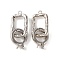 Brass Fold Over Clasps, Cadmium Free & Nickel Free & Lead Free, Rectangle, Platinum, 25mm, Hole: 1.2mm & 1.3mm