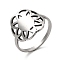 Non-Tarnish 201 Stainless Steel Finger Rings, Hollow Out Flower Wide Band Rings for Women, Stainless Steel Color, US Size 6(16.5mm), Flower: 15.5x13mm