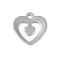 Non-Tarnish 201 Stainless Steel Charms, Heart Charm, Stainless Steel Color, 13x13x1mm, Hole: 1.4mm