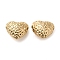 Brass Beads, Cadmium Free & Nickel Free & Lead Free, Textured, Heart, Real 18K Gold Plated, 10x11x7mm, Hole: 1.6mm