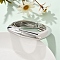 Alloy Hinged Bangles for Women, Geometric Square, Platinum, 1/2 inch(1.35cm), Inner Diameter: 2-1/4 inch(5.65cm)