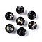 Handmade Foil Lampwork Beads, Round, Black, 10mm, Hole: 1.2~4mm