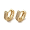 Brass Micro Pave Cubic Zirconia Hoop Earring, Light Gold, 12.5x3.7mm