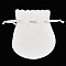 Double Sided Velvet Bags, Calabash Shape Drawstring Jewelry Pouches, Floral White, 14.3x11.7x0.16cm