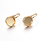 304 Stainless Steel Leverback Earring Settings, Flat Round, Golden, Tray: 8mm, 18x10x11mm, Pin: 0.7mm