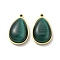 304 Stainless Steel Pendants, with Cat Eye, Teardrop Charms, Real 14K Gold Plated, 22.5x14.5x7mm, Hole: 1.5mm