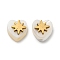 Natural Shell Heart Beads, with 304 Stainless Steel Star Ornament, Real 18K Gold Plated, 6x6x3.5mm, Hole: 0.6mm
