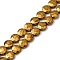 Electroplated Natural Lava Rock Beads Strands, Faceted, Flat Round, Golden Plated, 10~10.5x4.5~5mm, Hole: 0.8~1mm, about 40pcs/strand, 16.14''(41cm)