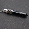 Natural Black Onyx(Dyed & Heated) Faceted Bullet Point Pendant Necklaces, Bullet Head, Alloy Cable Chain Necklaces, Platinum, 15.75 inch(40cm)