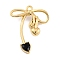 Alloy Glass Pendants, Bowknot, Golden, Jet, 25x20x3mm, Hole: 1.6mm