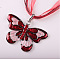Butterfly Alloy Enamel & Rhinestone Pendant Waxed Cord Necklaces for Women, Platinum, Dark Red, 18.50 inch(47cm)