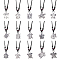 15Pcs 15 Styles Tortoise Resin Pendant Necklaces Set with Adjustable Cotton Cords, Yin Yang & Skull & Evil Eye Pattern, WhiteSmoke, 19.29~37.40 inch(49~95cm), 1Pc/style