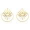 201 Stainless Steel Pendants, Flower Charm, Real 18K Gold Plated, 31.5x26x1mm, Hole: 1.5mm