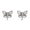 Brass Micro Pave Cubic Zirconia Stud Earrings Finding, Long-Lasting Plated, Lead Free & Cadmium Free, Butterfly, Platinum, 10.5x11mm, Hole: 1.8mm, Pin: 11x0.7mm