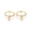 Adjustable Brass Micro Pave Cubic Zirconia Rings, Long-Lasting Plated, with Heart Charms, Golden, Size 7, Inner Diameter: 17mm