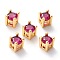 Brass inlaid Cubic Zirconia Slide Charms, Real 18K Gold Plated, Flat Round, Medium Violet Red, 4.5x4.5x5mm, Hole: 1x1.5mm