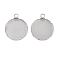 Non-Tarnish 304 Stainless Steel Pendant Cabochon Settings, Round, Stainless Steel Color, Tray: 20.5mm,25.5x21x4mm, Hole: 2.8mm, tray: 20.5mm
