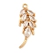 Brass Micro Pave Clear Cubic Zirconia Pendants, Real 18K Gold Plated, Leaf, 32x12x5mm, Hole: 1.8mm