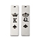 Anti-Tarnish 201 Stainless Steel Pendants,  Rectangle with King & Queen Charm, Stainless Steel Color, 40x10x1.5mm, Hole: 2mm, 2pcs/set