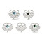 304 Stainless Steel Synthetic Gemstone Cuff Rings, Fan Open Rings for Women, Stainless Steel Color, 22.5x17.5mm, Inner Diameter: Adjustable