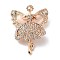 Alloy Pave Rhinestone Brooch, Ballerina Girl, Crystal, 64x47.5x17.5~18mm, Hole: 6.5x6mm